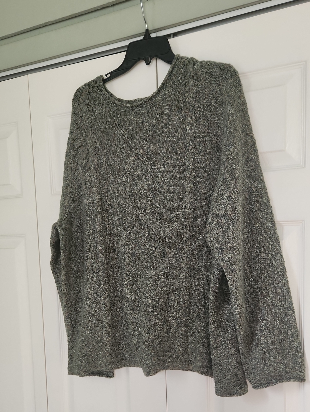 CJ Banks Heathered Green Crewneck Cable Knit Sweater
